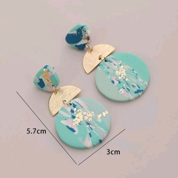 ANTHROPOLOGIE CLAY GOLD ALLOY SPACKLED EARRINGS 1 - Picture 3 of 4